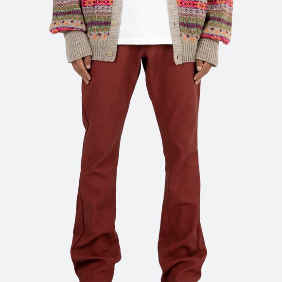 mnml B460 Leather Flare Pants - Burgundy Size 31 - Picture 3 of 3